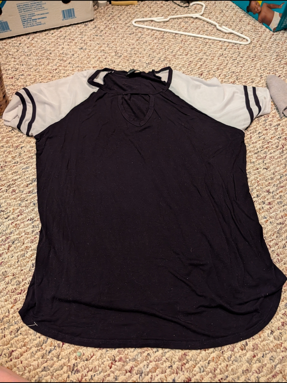Joe Boxer 2x Black Short Sleeve Raglan Tee with White Sleeves